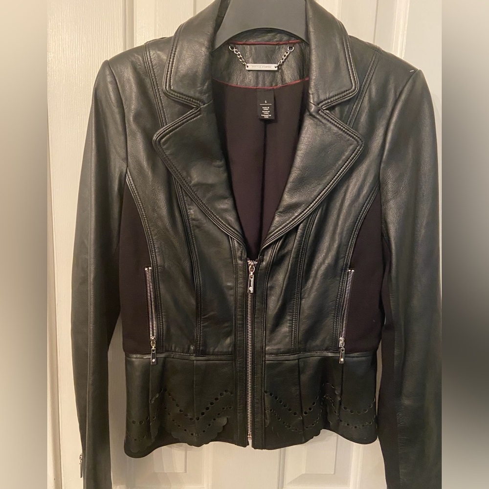 White House Black Market Peplum Leather Jacket Size Small